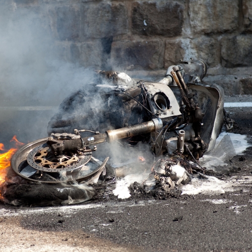 motorcycle burning